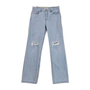Levis Low Pro Straight Jeans Womens 29 Light Wash Ripped Distressed Cotton